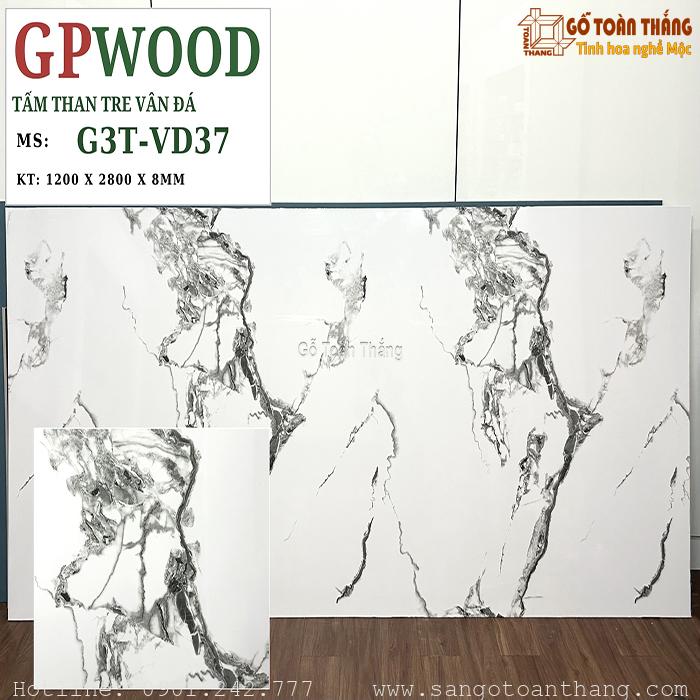 Tấm than tre vân đá trắng vân mây 8mm GPwood G3T-VD37 1 Tấm than tre vân đá trắng vân mây 8mm GPwood G3T-VD37