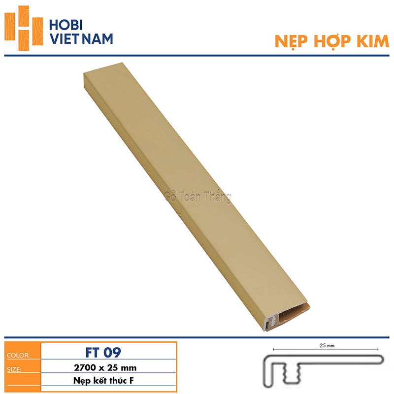 Nẹp F hợp kim kết thúc sàn FT 09 1 Nẹp F hợp kim kết thúc sàn FT 09