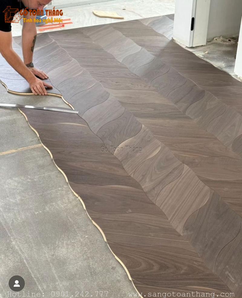 Lắp ghép Sàn gỗ Nghệ thuật từ những thanh gỗ đẹp chất lượng