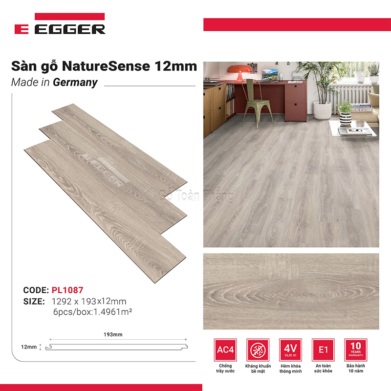 Sàn Gỗ Egger 12mm Classic PL-1087 1 Sàn Gỗ Egger 12mm Classic PL-1087