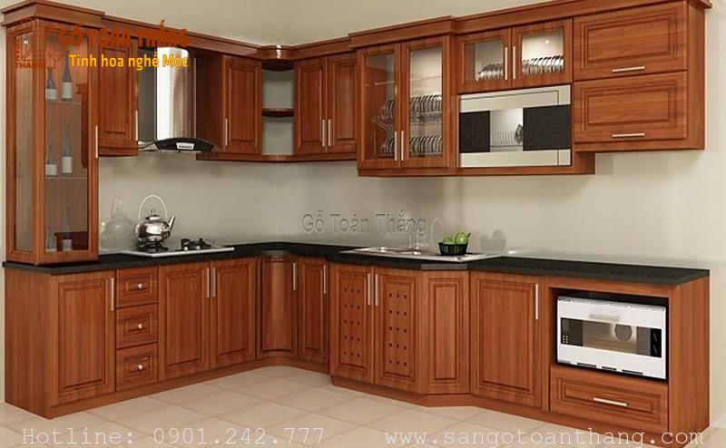 Giá Tủ bếp gỗ Căm xe chưa bao gồm phụ kiện bên trong