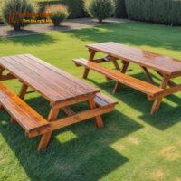 Bộ bàn ghế gỗ Thông ngoài trời 7