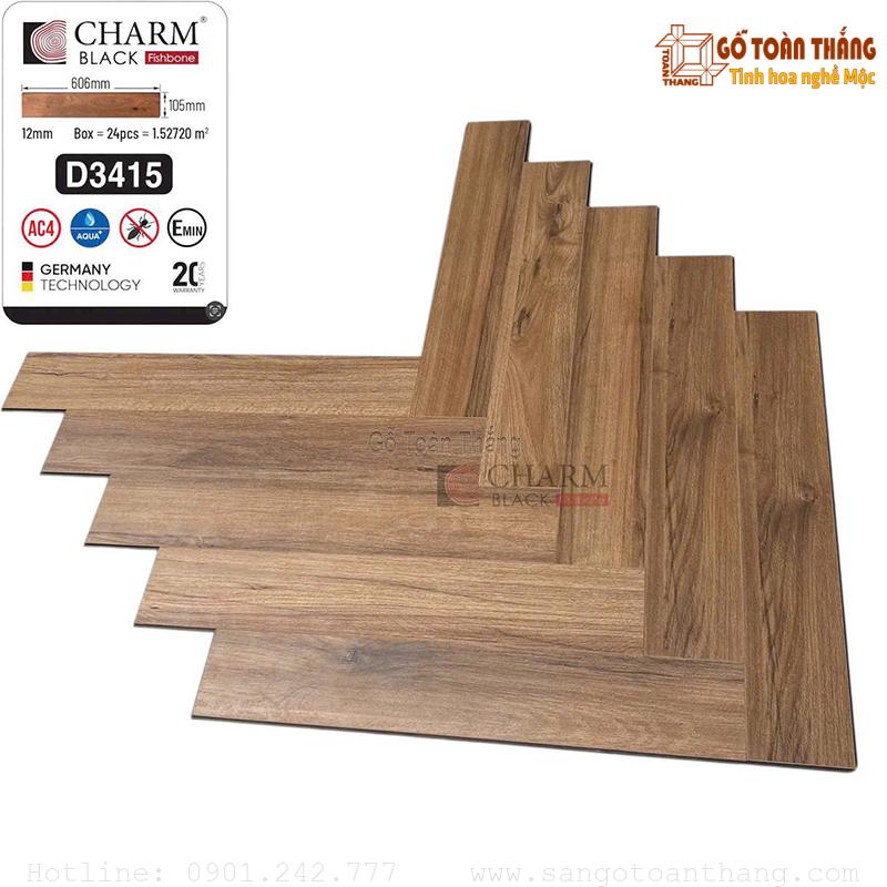 Sàn gỗ Charm xương cá 12mm cốt đen D3415 1 Sàn gỗ Charm xương cá 12mm cốt đen D3415