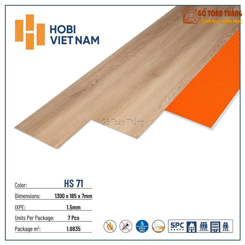 Sàn nhựa Hobi 8,5mm SPC đế cao su HS-71 1 Sàn nhựa Hobi 8,5mm SPC đế cao su HS-71