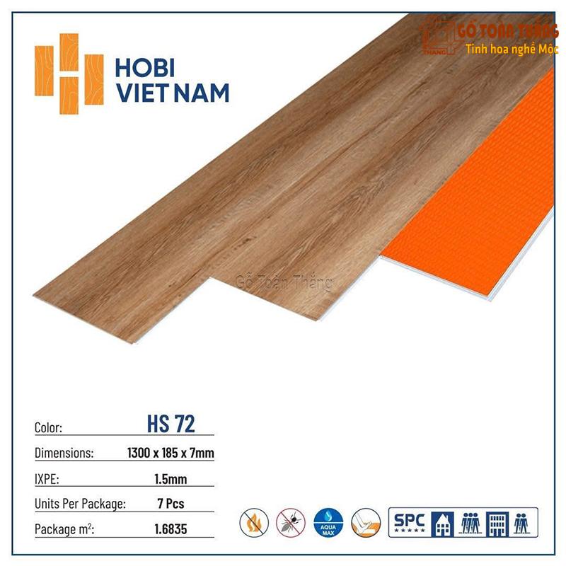 Sàn nhựa Hobi 8,5mm SPC đế cao su HS-72 1 Sàn nhựa Hobi 8,5mm SPC đế cao su HS-72