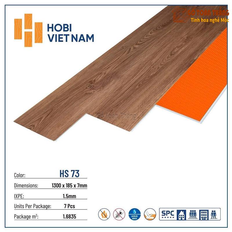 Sàn nhựa Hobi 8,5mm SPC đế cao su HS-73 1 Sàn nhựa Hobi 8,5mm SPC đế cao su HS-73
