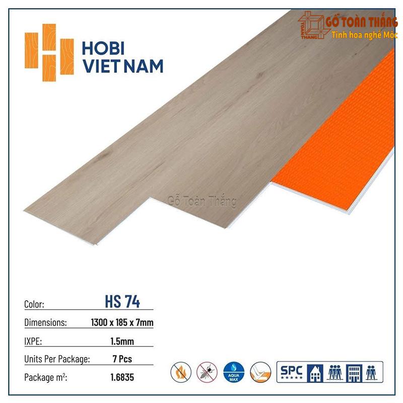 Sàn nhựa Hobi 8,5mm SPC đế cao su HS-74 1 Sàn nhựa Hobi 8,5mm SPC đế cao su HS-74