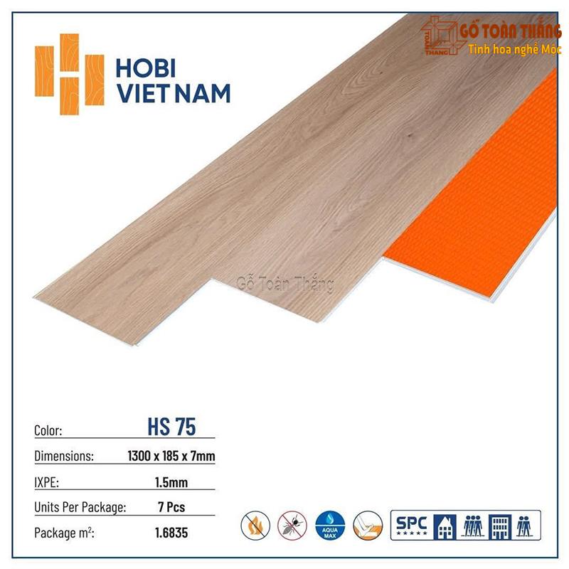 Sàn nhựa Hobi 8,5mm SPC đế cao su HS-75 1 Sàn nhựa Hobi 8,5mm SPC đế cao su HS-75