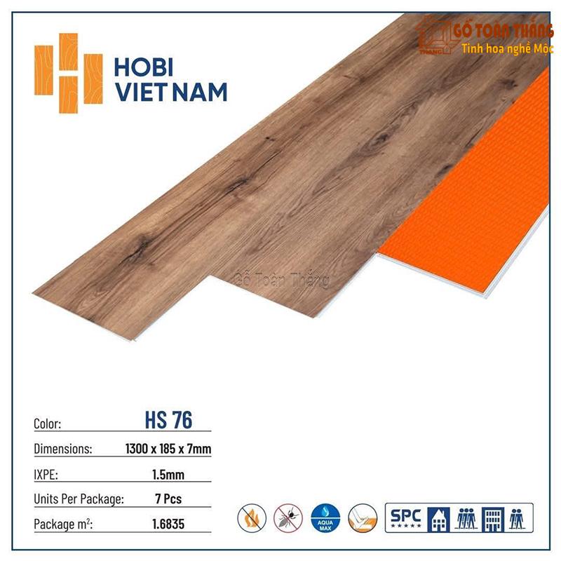 Sàn nhựa Hobi 8,5mm SPC đế cao su HS-76 1 Sàn nhựa Hobi 8,5mm SPC đế cao su HS-76