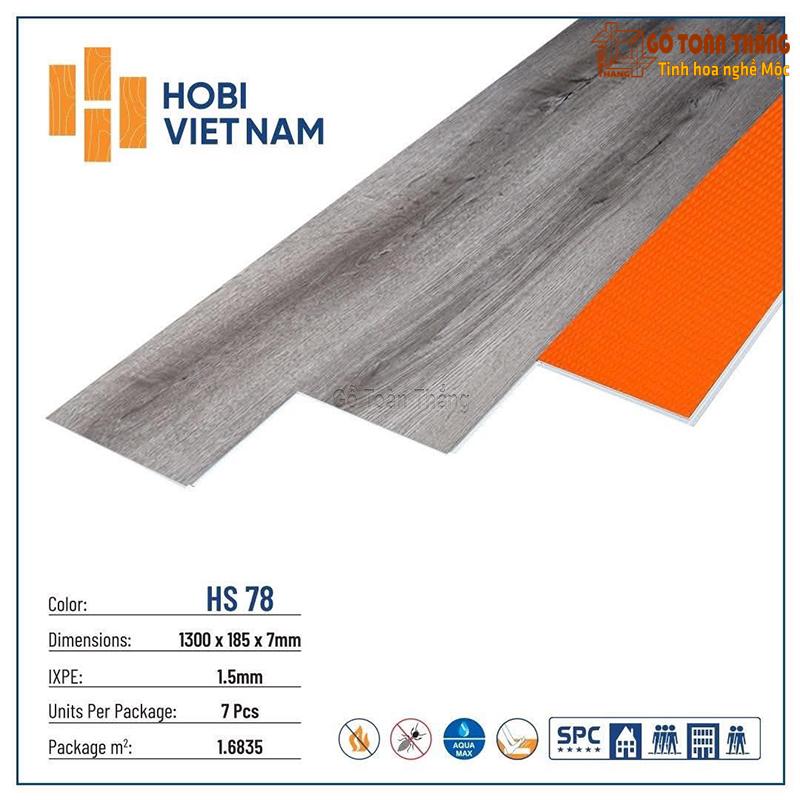 Sàn nhựa Hobi 8,5mm SPC đế cao su HS-78 1 Sàn nhựa Hobi 8,5mm SPC đế cao su HS-78