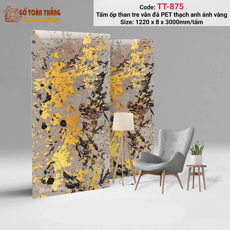 Tấm than tre vân đá thạch anh ánh vàng TT-875 1 Tấm than tre vân đá thạch anh ánh vàng TT-875