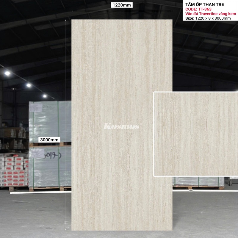Tấm than tre 8mm vân đá Travertine TT-863 1 Tấm than tre 8mm vân đá Travertine TT-863
