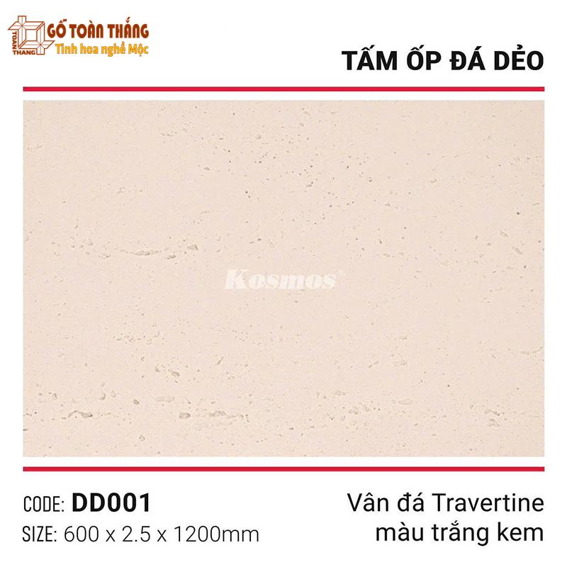 Tấm đá dẻo vân đá Travertine DD001 trắng kem 1 Tấm đá dẻo vân đá Travertine DD001 trắng kem