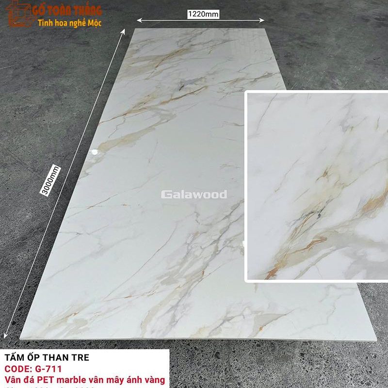 Tấm than tre Galawood 8mm vân đá vàng G-711