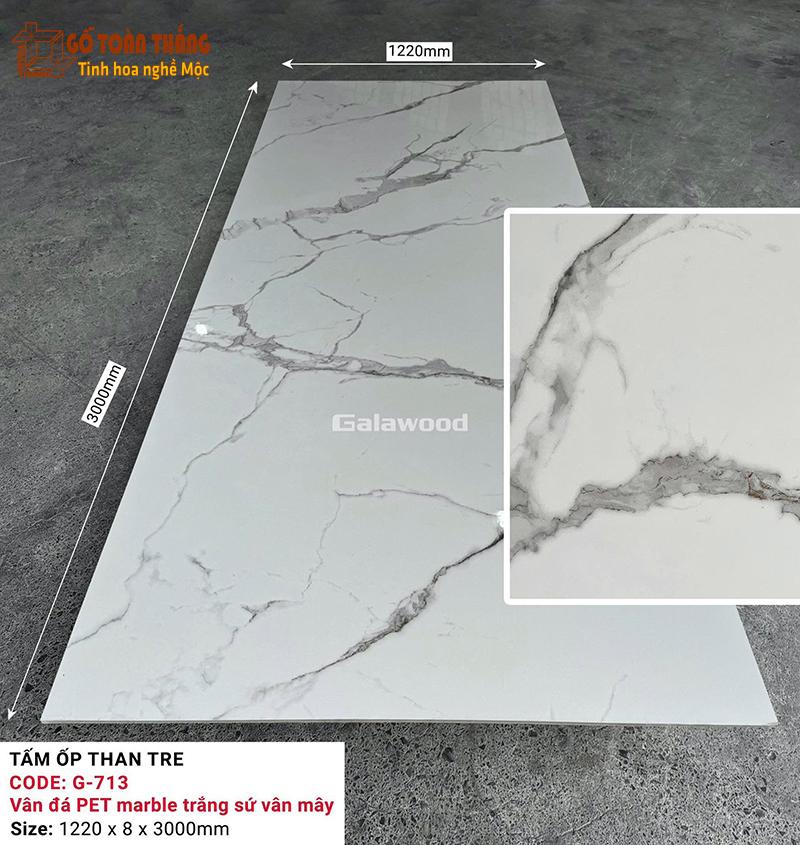 Tấm than tre Galawood 8mm trắng vân đá G-713 1 Tấm than tre Galawood 8mm trắng vân đá G-713