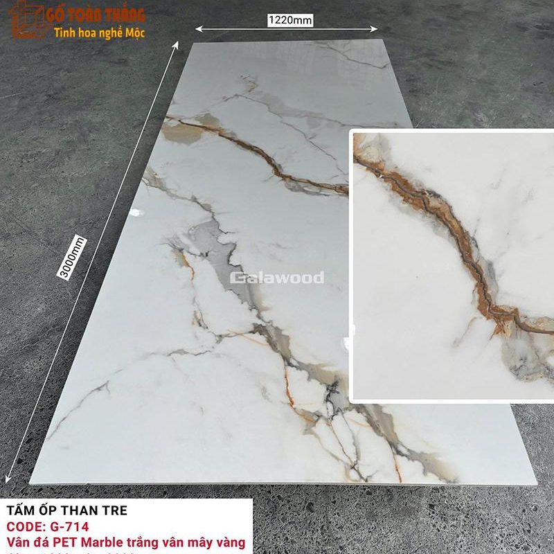 Tấm than tre Galawood 8mm vân đá vàng G-714