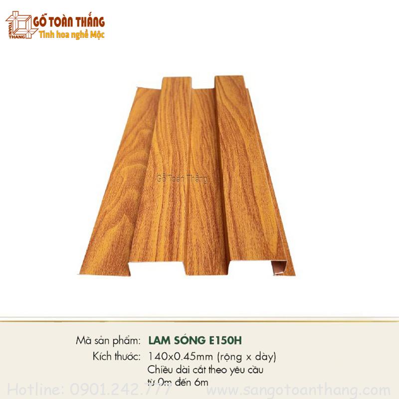 Tấm lam 2 sóng nhôm vân gỗ Gõ đỏ E150H 1 Tấm lam 2 sóng nhôm vân gỗ Gõ đỏ E150H