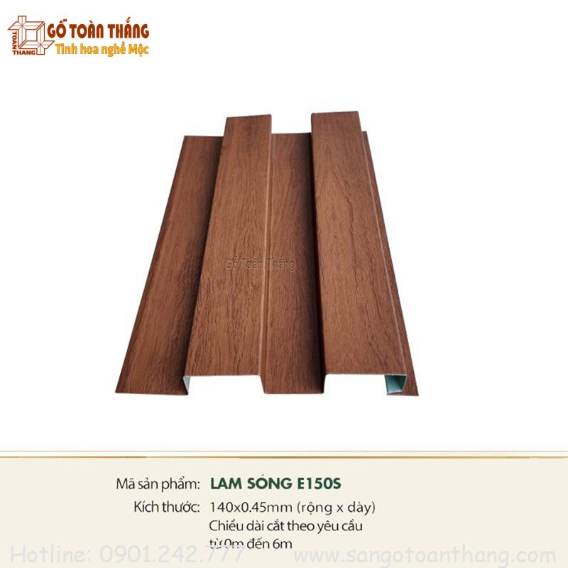 Tấm lam 2 sóng nhôm vân gỗ Hương E150S 1 Tấm lam 2 sóng nhôm vân gỗ Hương E150S