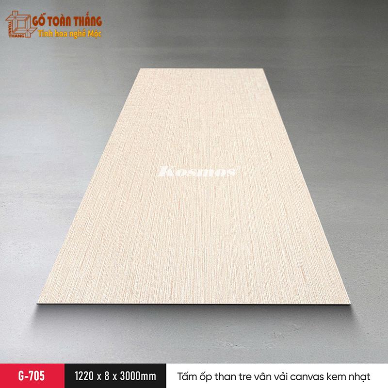 Tấm than tre Galawood 8mm vân vải canvas kem nhạt G-705 1 Tấm than tre Galawood 8mm vân vải canvas kem nhạt G-705