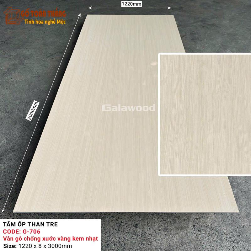 Tấm than tre Galawood 8mm vân gỗ vàng kem G-706 1 Tấm than tre Galawood 8mm vân gỗ vàng kem G-706