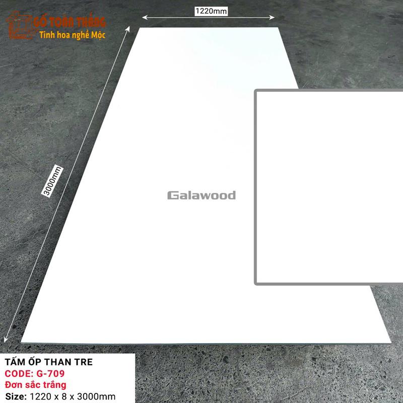 Tấm than tre Galawood 8mm màu trắng đơn sắc G-709 1 Tấm than tre Galawood 8mm màu trắng đơn sắc G-709