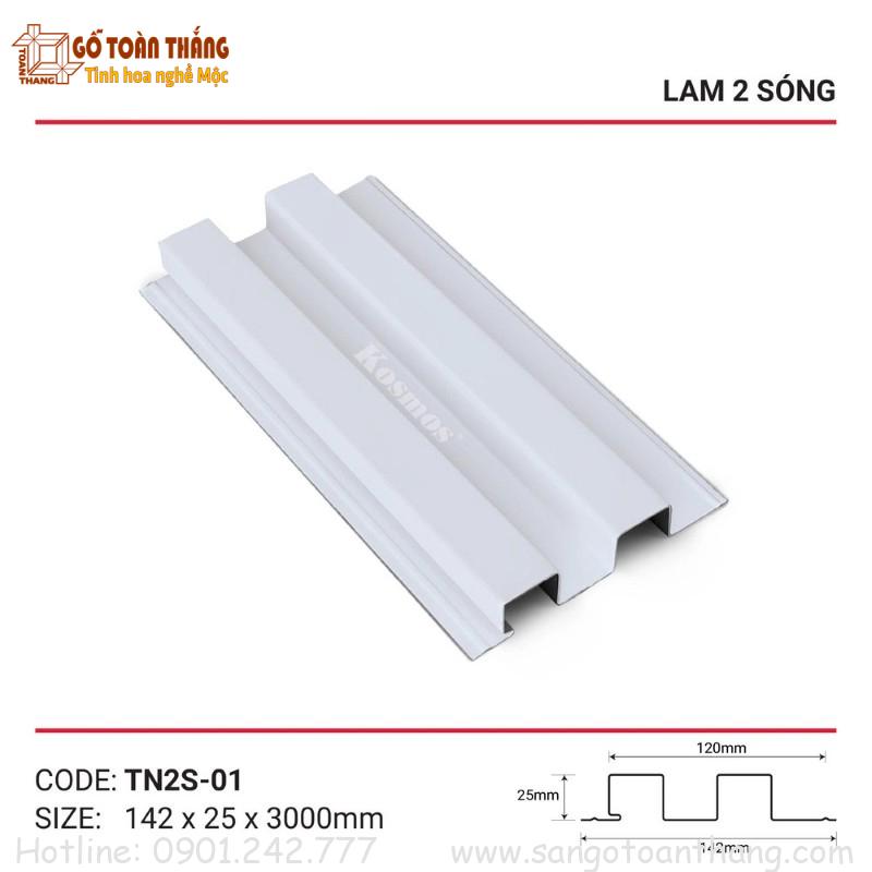 Tấm lam 2 sóng nhôm 15x142x3000mm TN2S-01