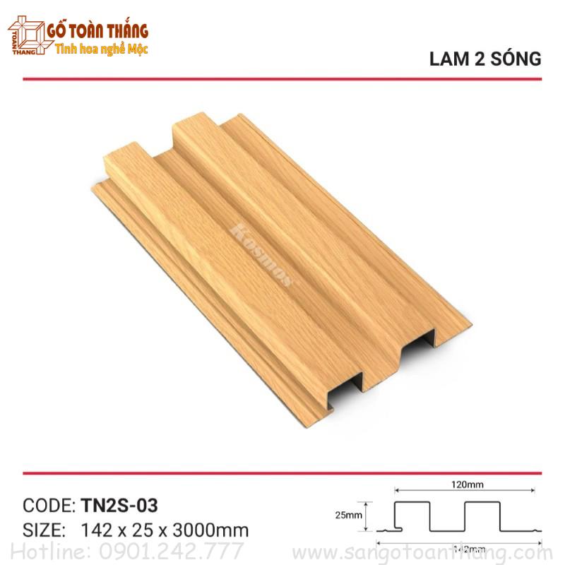 Tấm lam 2 sóng nhôm 15x142x3000mm TN2S-03