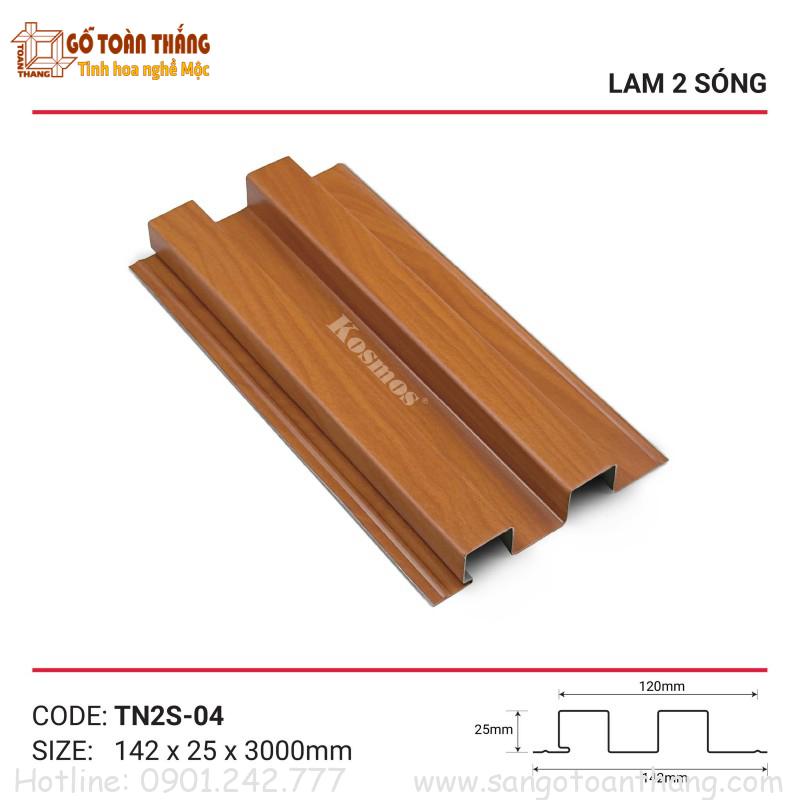 Tấm lam 2 sóng nhôm 15x142x3000mm TN2S-04