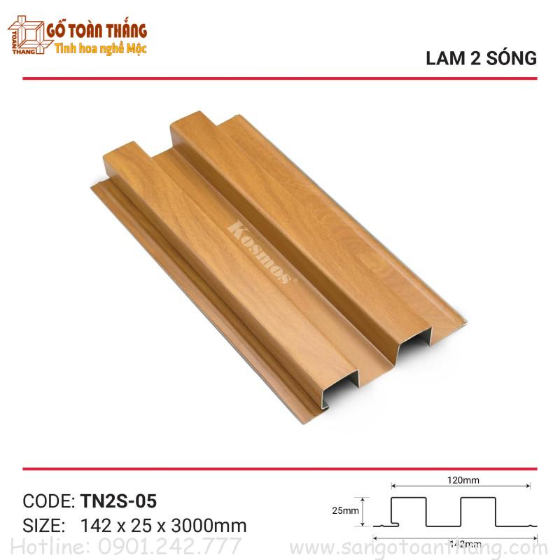Tấm lam 2 sóng nhôm 15x142x3000mm TN2S-05