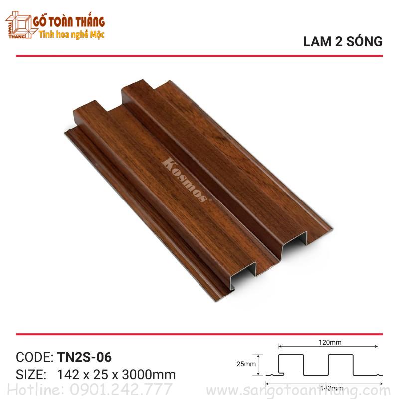 Tấm lam 2 sóng nhôm 15x142x3000mm TN2S-06
