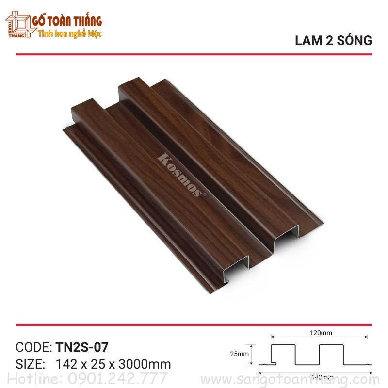Tấm lam 2 sóng nhôm 15x142x3000mm TN2S-07