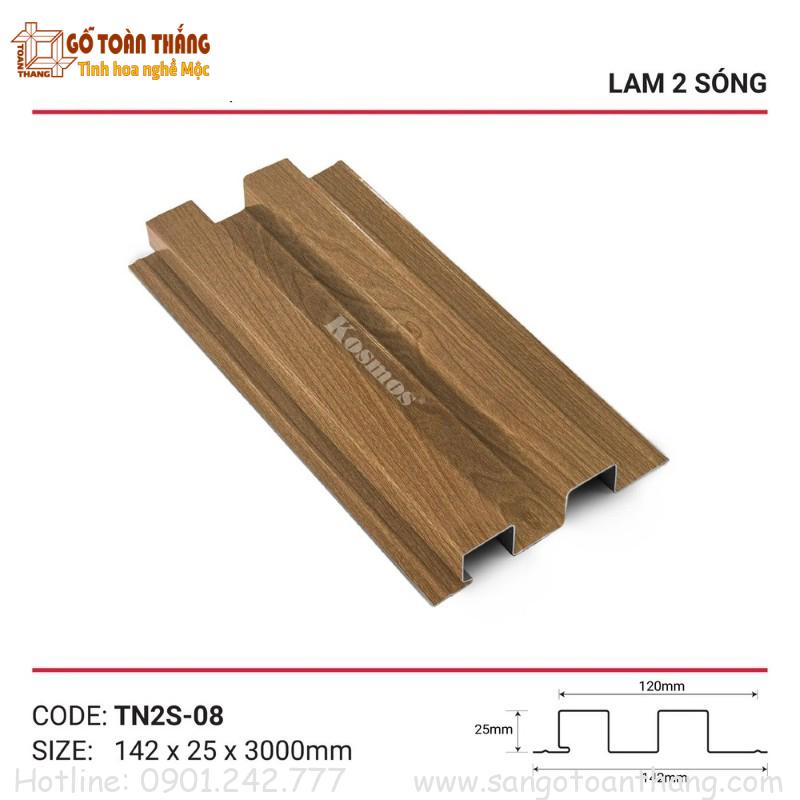 Tấm lam 2 sóng nhôm 15x142x3000mm TN2S-08 1 Tấm lam 2 sóng nhôm 15x142x3000mm TN2S-08
