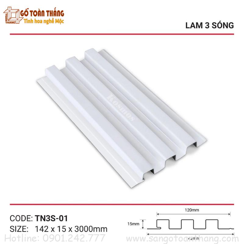 Tấm lam 3 sóng nhôm 15x142x3000mm TN3S-01