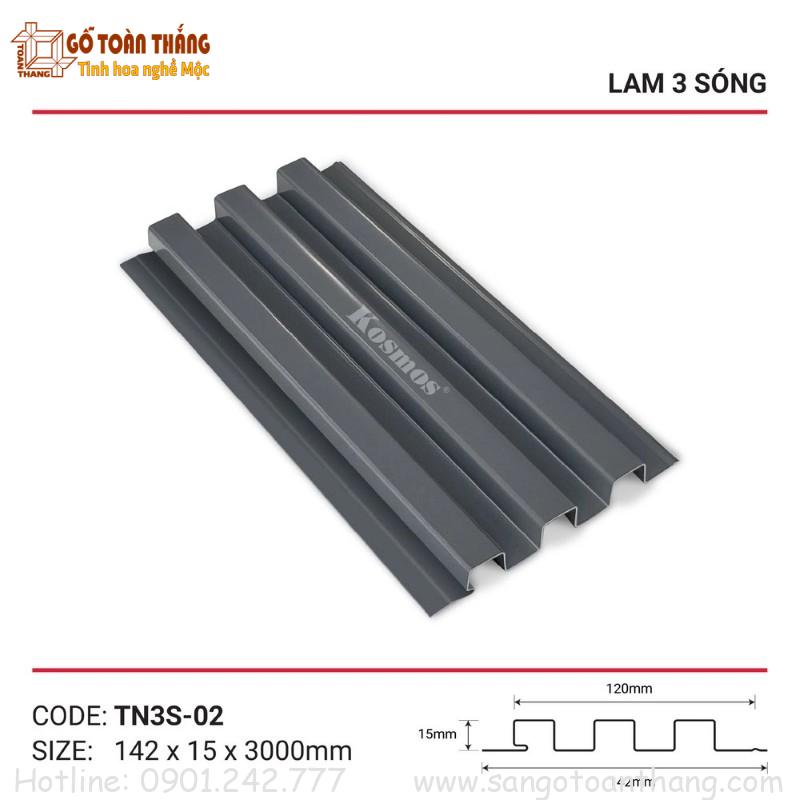 Tấm lam 3 sóng nhôm 15x142x3000mm TN3S-02