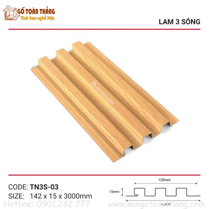 Tấm lam 3 sóng nhôm 15x142x3000mm TN3S-03
