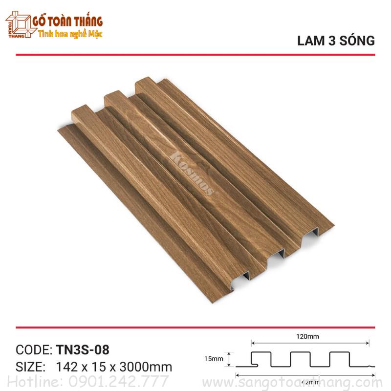 Tấm lam 3 sóng nhôm 15x142x3000mm TN3S-08 1 Tấm lam 3 sóng nhôm 15x142x3000mm TN3S-08