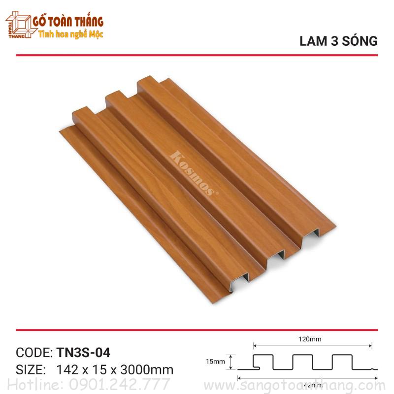 Tấm lam 3 sóng nhôm 15x142x3000mm TN3S-04