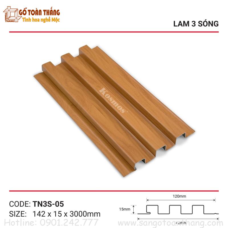 Tấm lam 3 sóng nhôm 15x142x3000mm TN3S-05 1 Tấm lam 3 sóng nhôm 15x142x3000mm TN3S-05