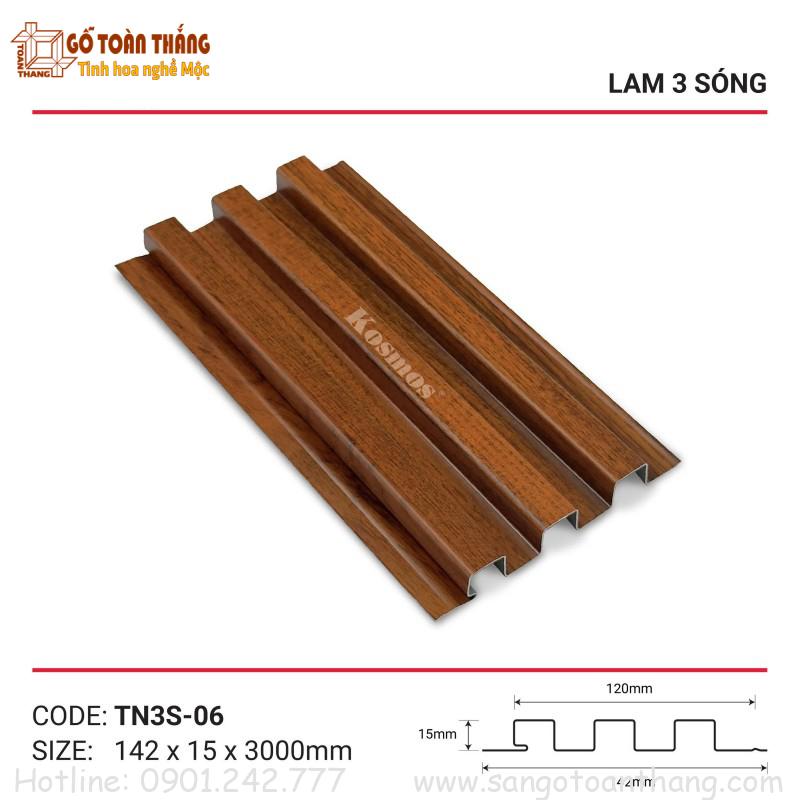 Tấm lam 3 sóng nhôm 15x142x3000mm TN3S-06