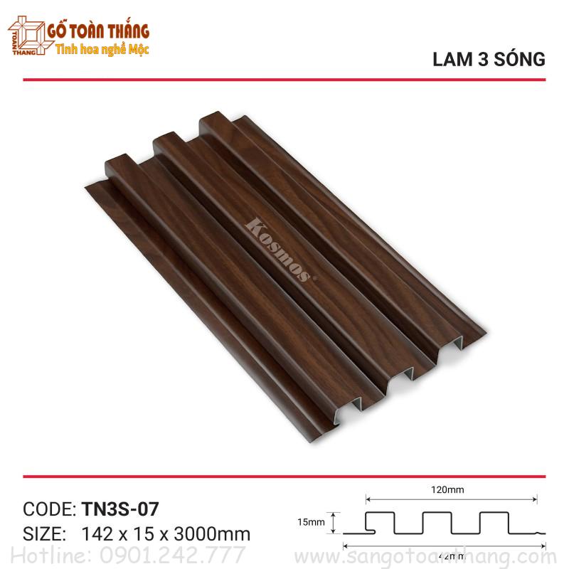 Tấm lam 3 sóng nhôm 15x142x3000mm TN3S-07