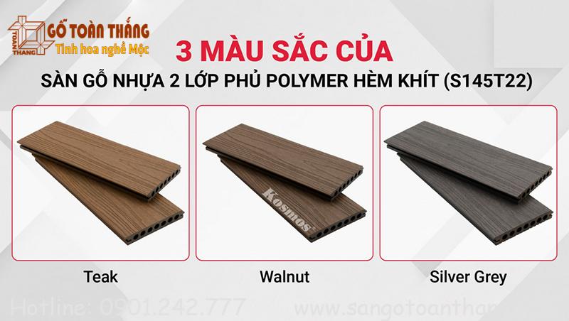 Sàn gỗ nhựa hèm khít (hèm kín) dùng cho ngoài trời năm 2026 12 Bộ màu sắc của Sàn gỗ nhựa hèm khít Kosmos