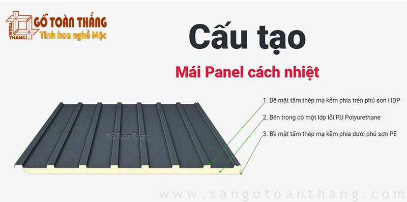 Cấu tạo tấm panel cách nhiệt lợp mái