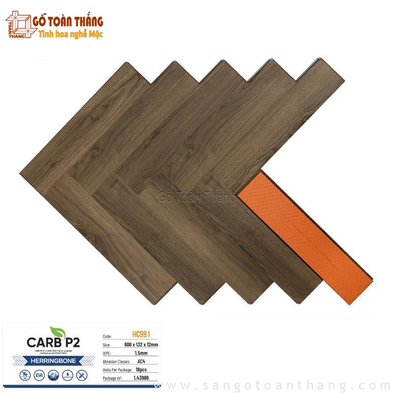 Sàn gỗ Hobi Carb xương cá 12mm HC-991