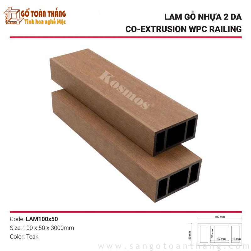 Lam gỗ nhựa 2 da Kosmos Teak LAM100x50