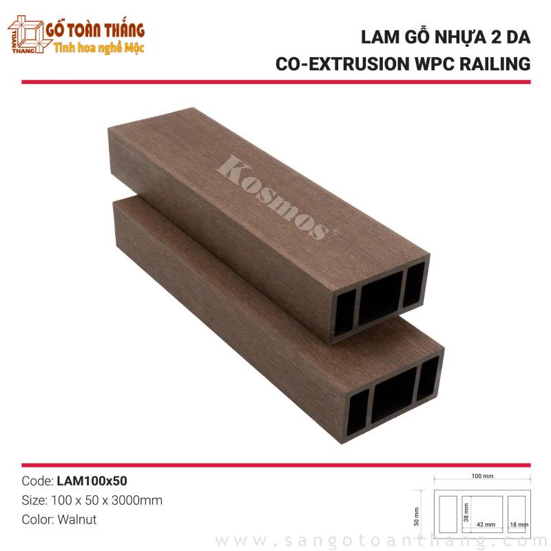 Lam gỗ nhựa 2 da Kosmos Walnut LAM100x50
