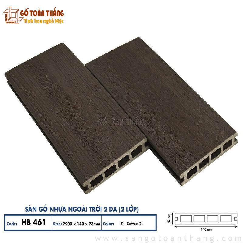 Sàn gỗ nhựa ngoài trời 2 da lỗ vuông Hobiwood HB461