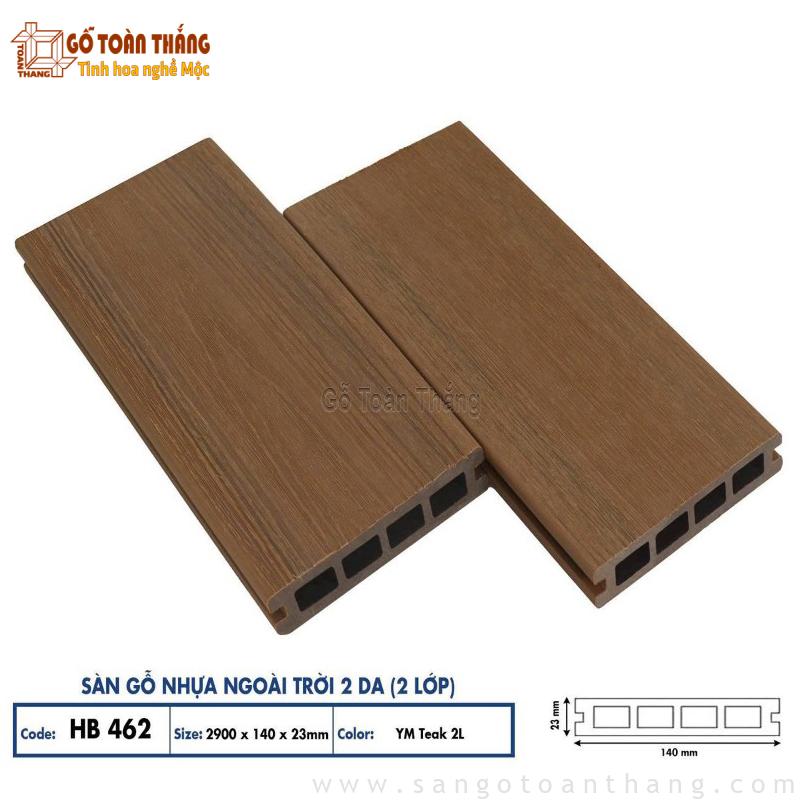 Sàn gỗ nhựa ngoài trời 2 da lỗ vuông Hobiwood HB462 1 Sàn gỗ nhựa ngoài trời 2 da lỗ vuông Hobiwood HB462