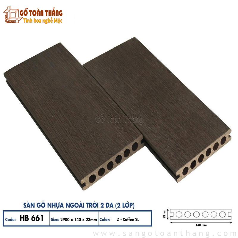 Sàn gỗ nhựa ngoài trời 2 da Hobiwood HB661