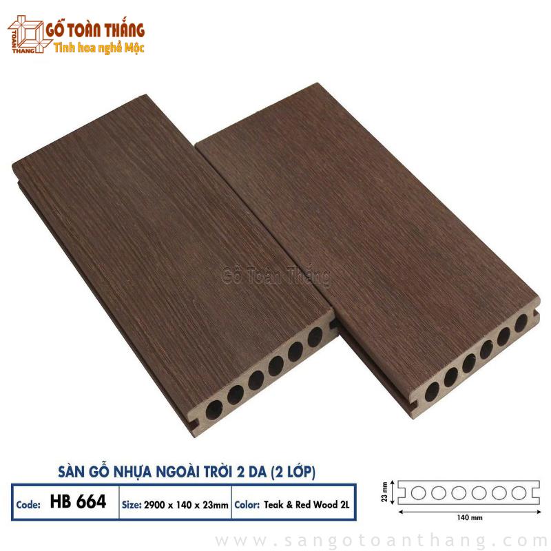 Sàn gỗ nhựa ngoài trời 2 da Hobiwood HB664