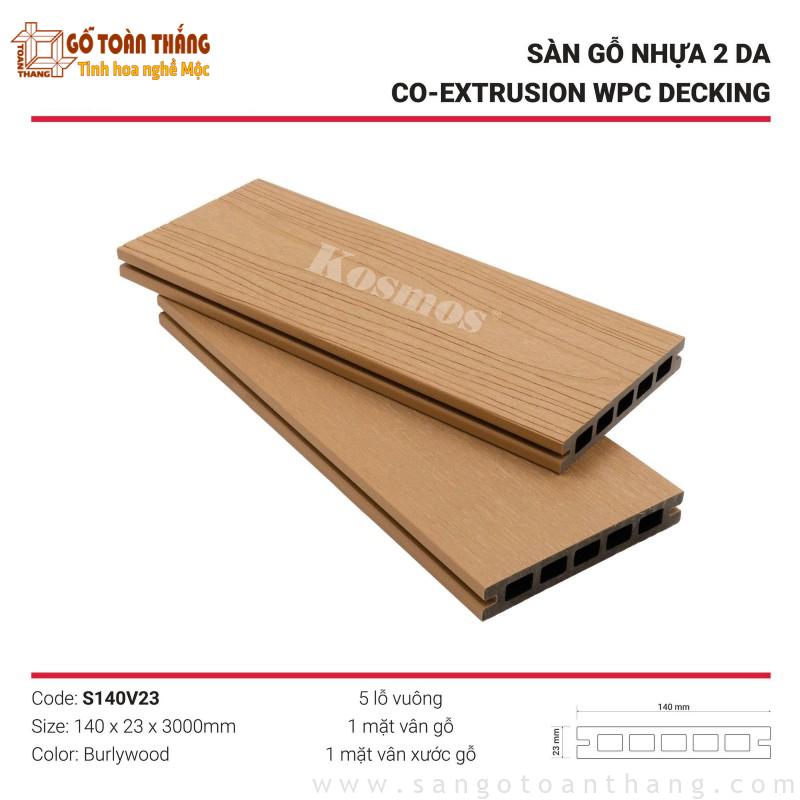 Sàn gỗ nhựa ngoài trời 2 lớp lỗ vuông Burly wood S140V23 1 Sàn gỗ nhựa ngoài trời 2 lớp lỗ vuông Burly wood S140V23